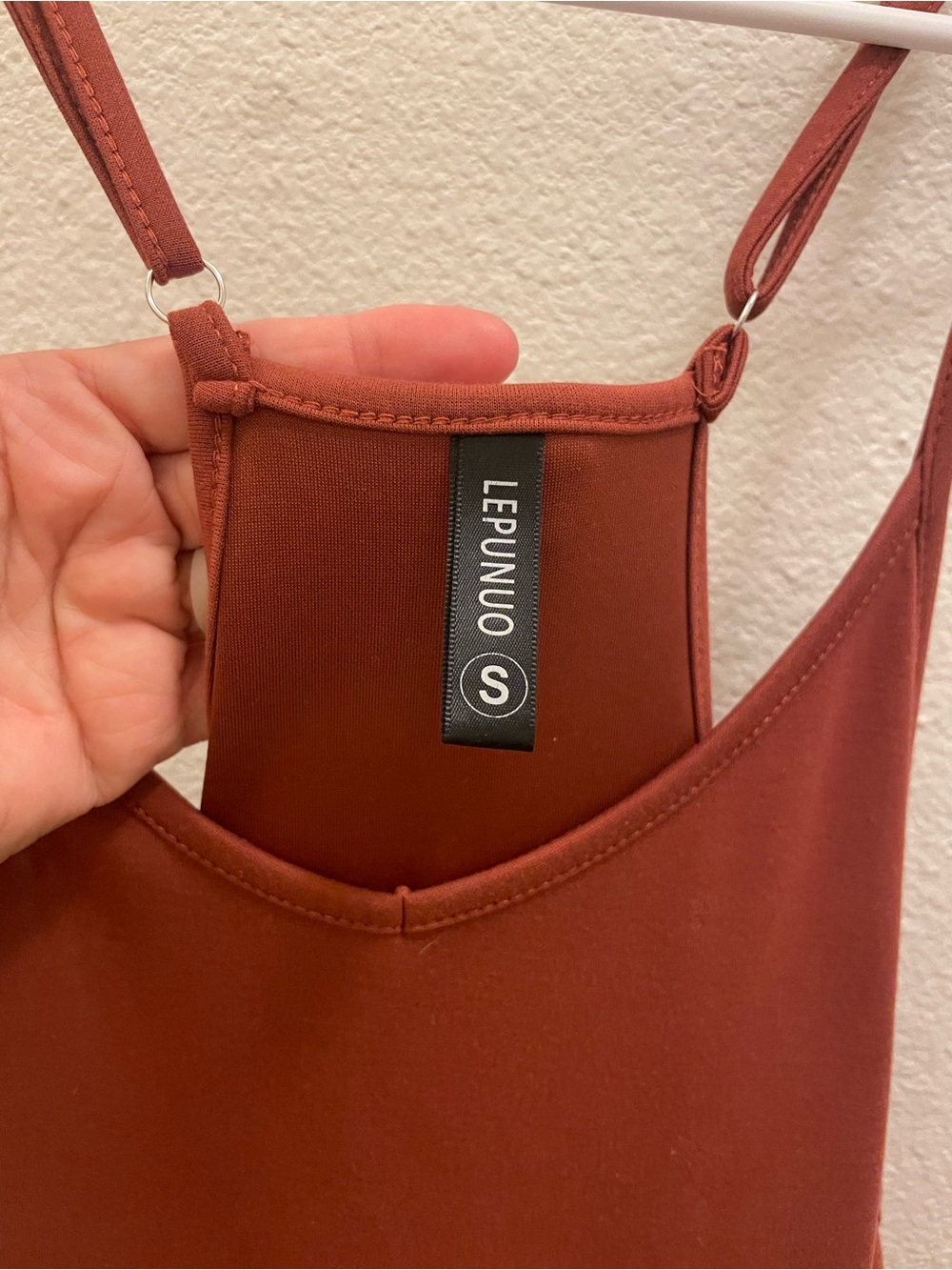Rust Red & Slate Blue Spaghetti Strap Rompers - Picture 7 of 8